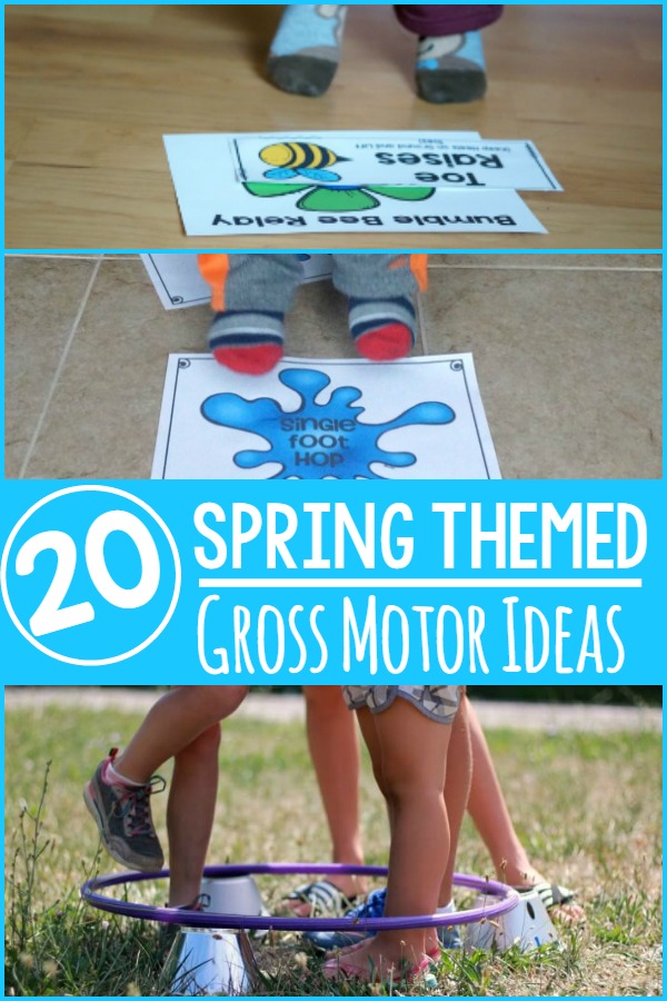 Spring themed gross motor ideas. Over 20 different ideas for incorporating movement into a Spring theme.