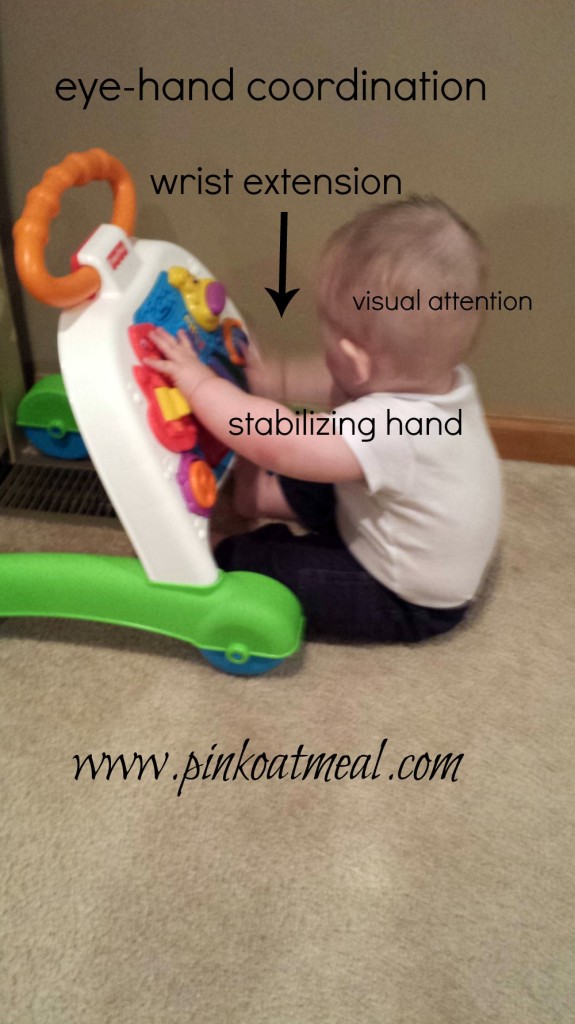 Benefits Of The Push Toy for your baby boy or girl. A pediatric physical therapist discusses why this is a great toy for development. Sometimes called a walker as well! -