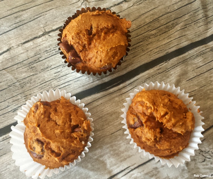 Pumpkin Chocolate Chip Muffins - Pink Oatmeal