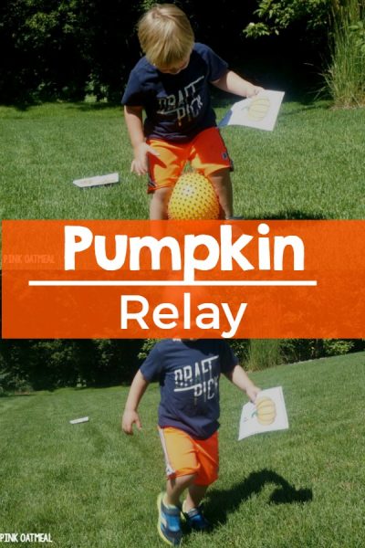 Halloween Themed Gross Motor Game - Pumpkin relay. Could also be used as a fall themed gross motor game. 