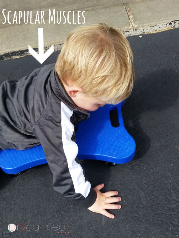 Activities that work on gross motor and fine motor skills - Scooter Boards and Obstacle Courses