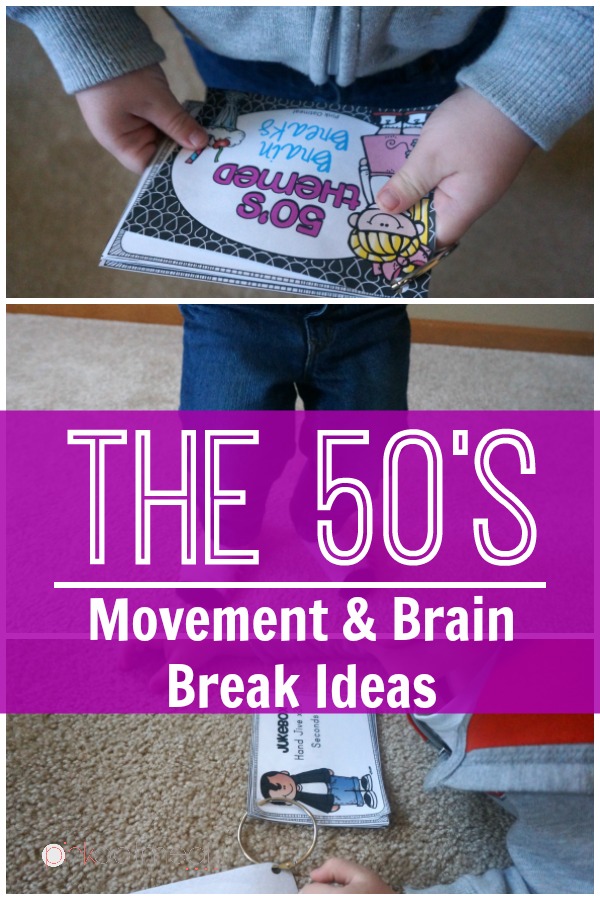 Gross motor, movement, or brain break ideas with a 1950's theme! I love using these to get the wiggles out!