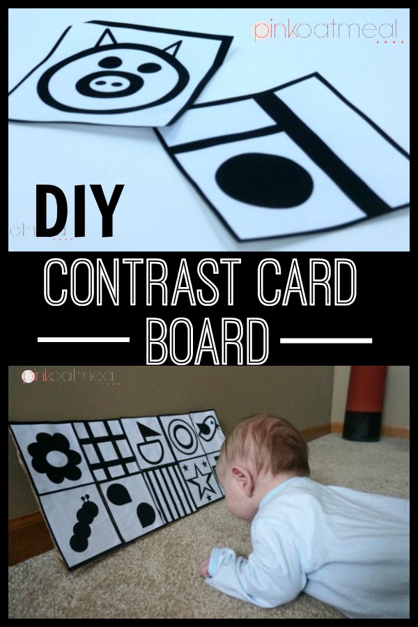 Baby play made simple with a contrast cards board. Make it in a matter of minutes. Perfect for tummy time or side lying play! 