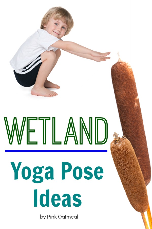 Yoga pose ideas with a wetland theme! I love the habitat theme and incorporating all the wetland elements into kids yoga!