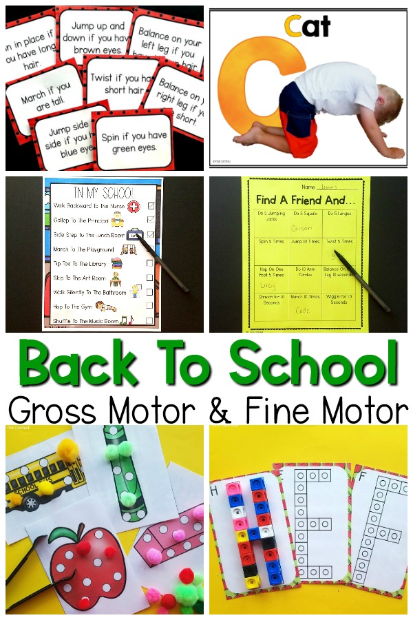 Back to school gross motor and fine motor activities. 