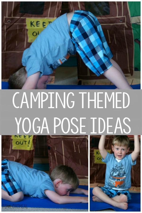 Camping Themed Activities! Camping themed yoga pose ideas are a must for any camping unit, camping lover or just a fun way to incorporate kids yoga. Check out the fun names of the poses!