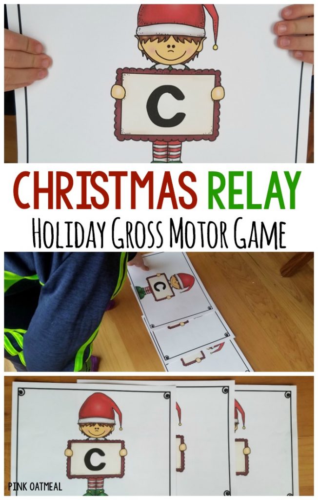 Holiday Gross Motor. The Christmas Relay is perfect for Christmas gross motor. A fun game for all ages and a great way to incorporate physical activity into the day! #grossmotor #holiday #preschool