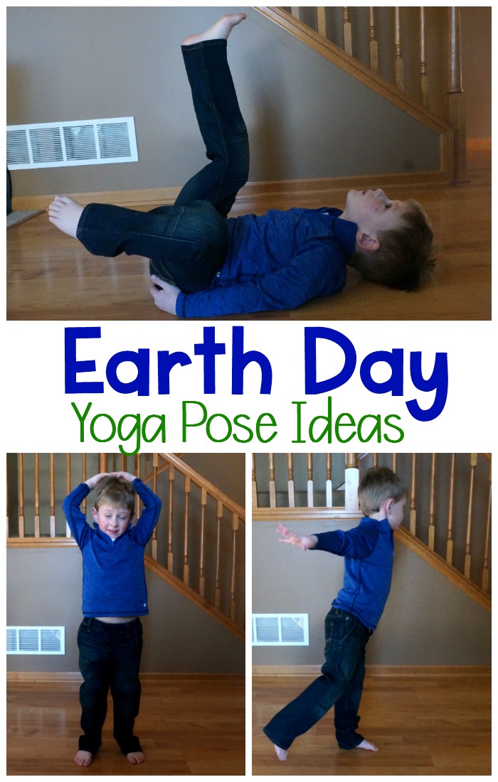 Earth Day Yoga Pose Ideas! I love the reduce, reuse, recycle pose!