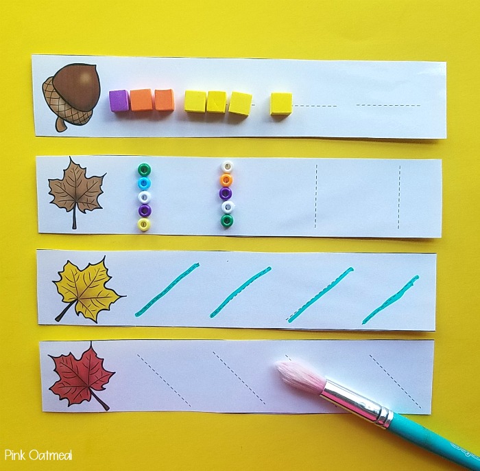 Fall Pre-Writing Strips for Fall Motor Planning