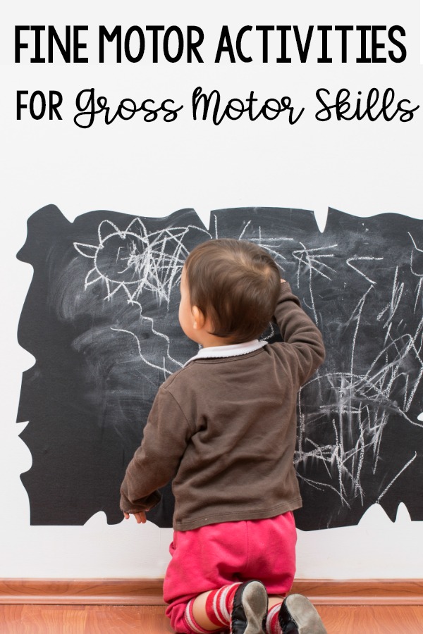 Using fine motor skills to work on gross motor skills. Tips and ideas for using fine motor activities as part of gross motor skills. 