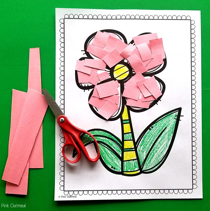 Garden themed fine motor - scissor skills with a flower