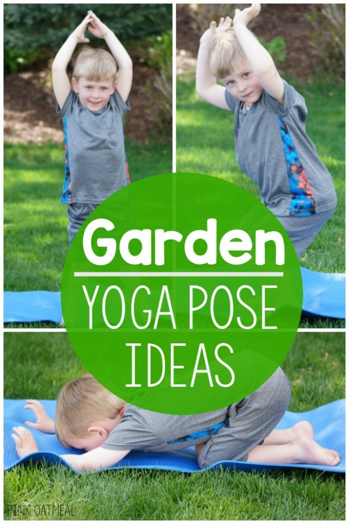 Garden yoga pose ideas! Perfect for a garden unit, plant unit, spring themed gross motor, gross motor games for preschool and up! Pose like a toadstool, butterfly or seed!