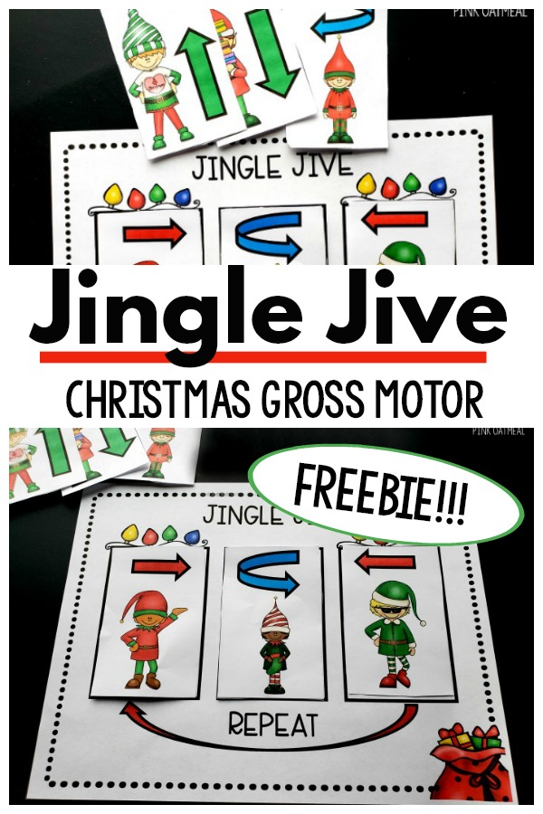 Christmas Gross Motor Game. The jingle jive is the perfect way to work on movement and motor planning during the holiday season. The best part is this is a free Christmas printable game for kids! Have fun changing up your dance and working on motor planning with this Christmas gross motor game!