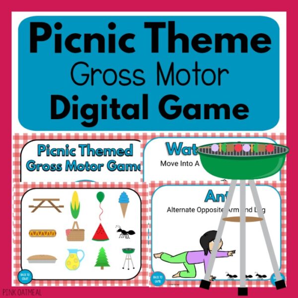 Camping Themed Gross Motor and Fine Motor Activities Pink Oatmeal
