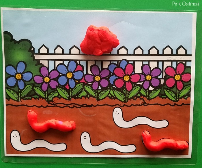 Garden Fine Motor Activities - Worm Play Dough Mat