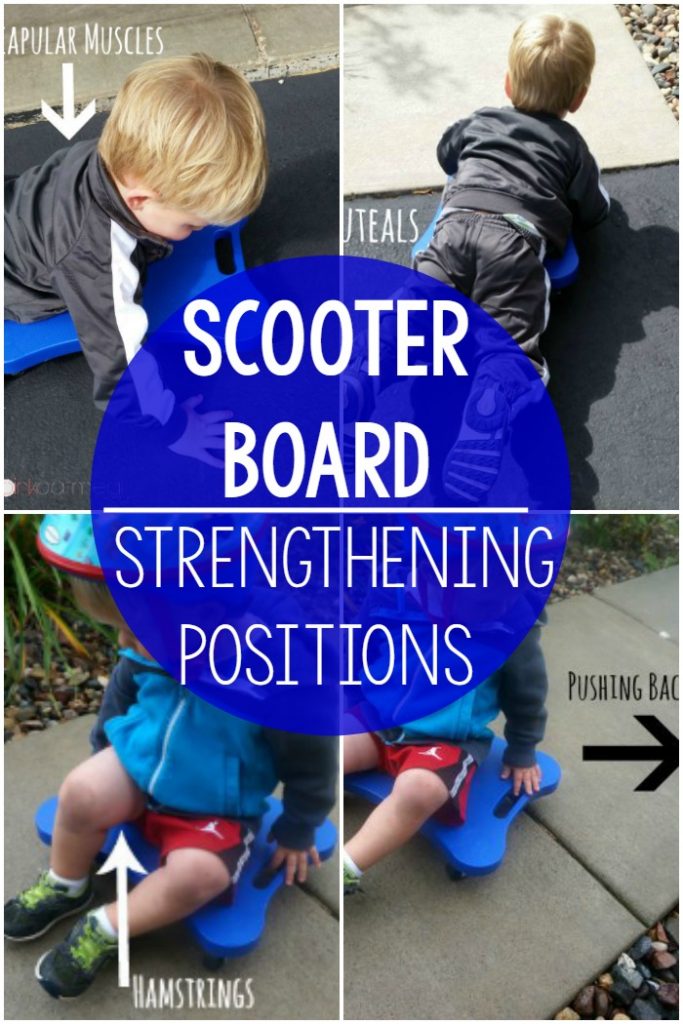 Scooter boards are awesome for preschool activities as well as kindergarten activities. This tells you all about what muscles you are strengthening with this gross motor activity in various positions. Great for physical education, gross motor, fine motor, and activity days!