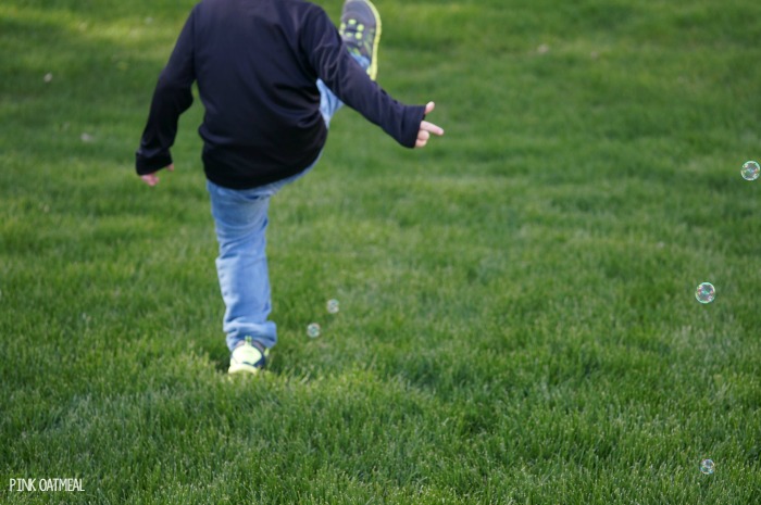 Balance Exercise For Kids!  Try these fun balance activities that you can do with bubbles!  An awesome gross motor activity for the preschoolers!