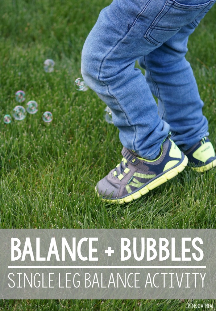 Balance Exercise For Kids!  Try these fun balance activities that you can do with bubbles!  An awesome gross motor activity for the preschoolers!