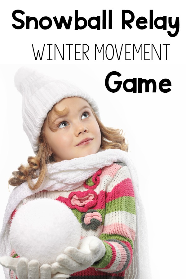 Winter Movement Game - Snowball Relay. A fun way to move with a winter theme. Great for a classroom, therapy, or home.