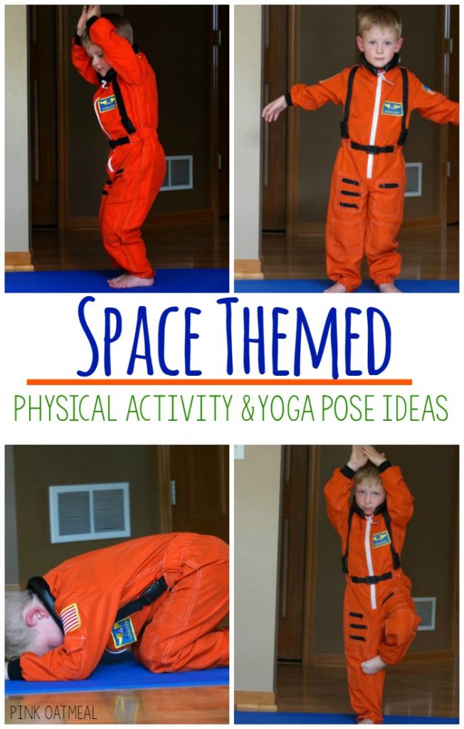 Spaced themed yoga is perfect for gross motor, kinesthetic learning, and sensory play. These ideas are perfect to incorporate into a space theme, space themed classroom, physical education, brain breaks, or therapies. Make physical activity fun with a space theme! Make your space theme even better with physical activity!