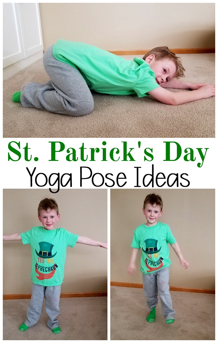 Kids yoga poses for St. Patrick's Day. This would be a fun preschool activity or to use for a brain break for the classroom. This St. Patrick's Day activity is beneficial for everyone! 
