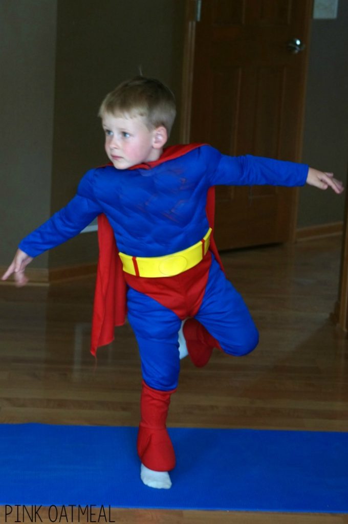 Superhero Yoga Pose Ideas and Supehero Gross Motor Ideas. These are awesome way to incorporate movement into a superhero theme, superhero classroom, or for any superhero!