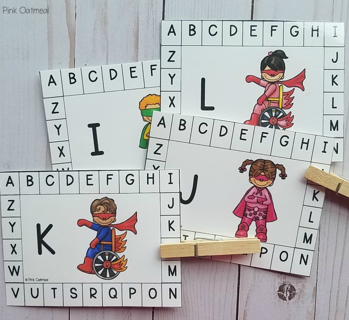 Superhero clip cards superhero activities for fine motor skills. Letter matching cards. 