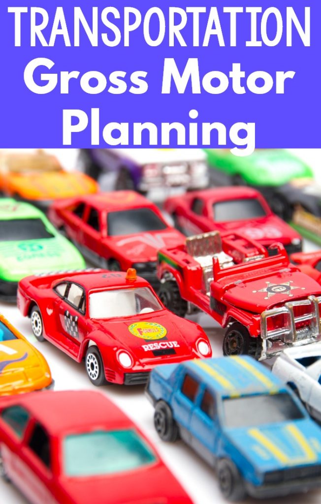 Transportation themed gross motor ideas! Preschool gross motor ideas with a transportation theme. Also great for gross motor ideas for kindergarten, physical therapy, and occupational therapy. A fun physical education theme as well!