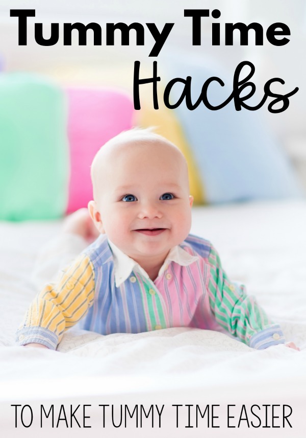 Tummy time hacks to make tummy time easier for your baby boy or baby girl.  These simple ideas will take the challenge out of tummy time for your baby.  Make tummy time a good time with these hacks! 