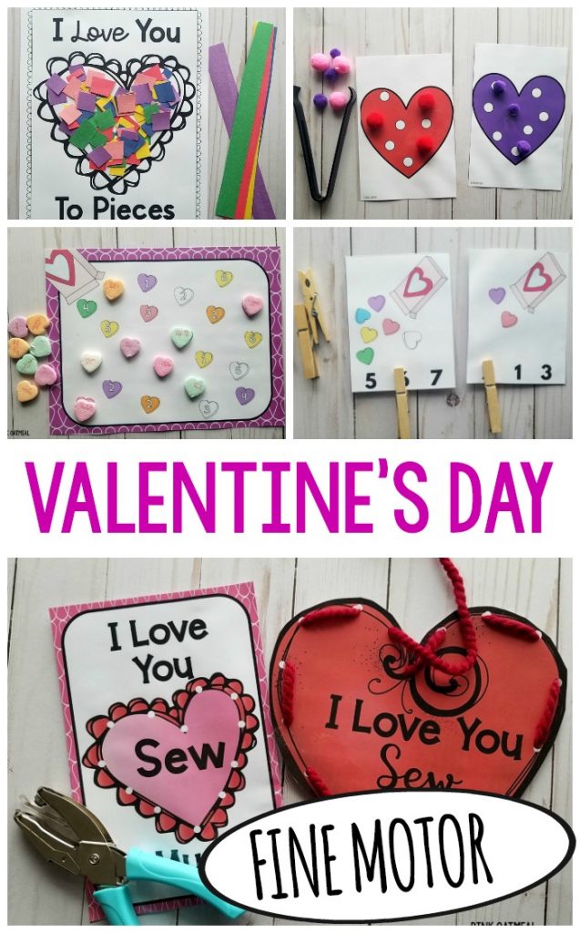 Valentine's Day Fine Motor Activities that are perfect for preschool or kindergarten. These fun Valentine's Day fine motor activities could easily be incorporated into occupational therapy as well. A fun way to work on fine motor skills!