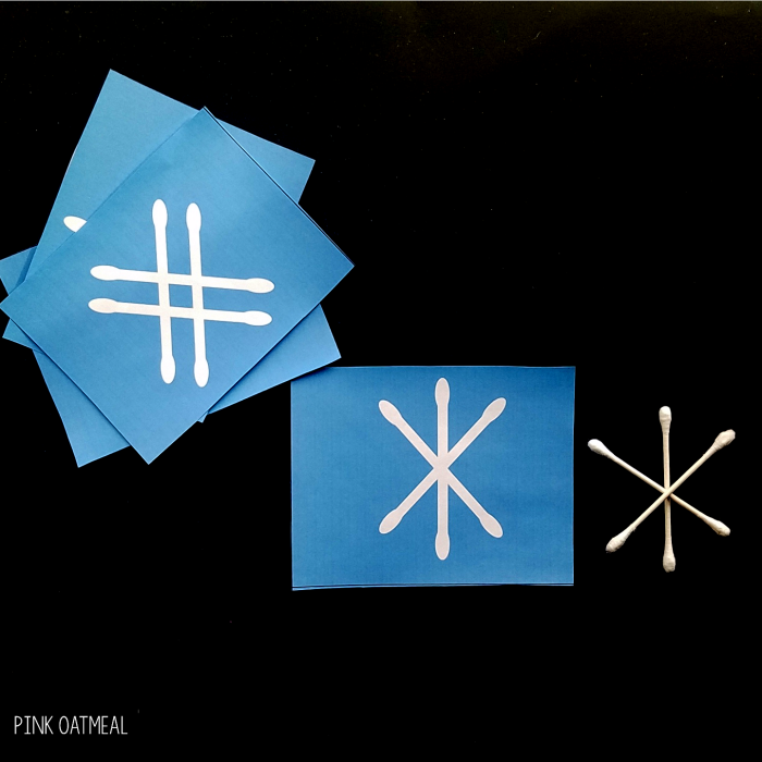 Winter fine motor snowflake task cards