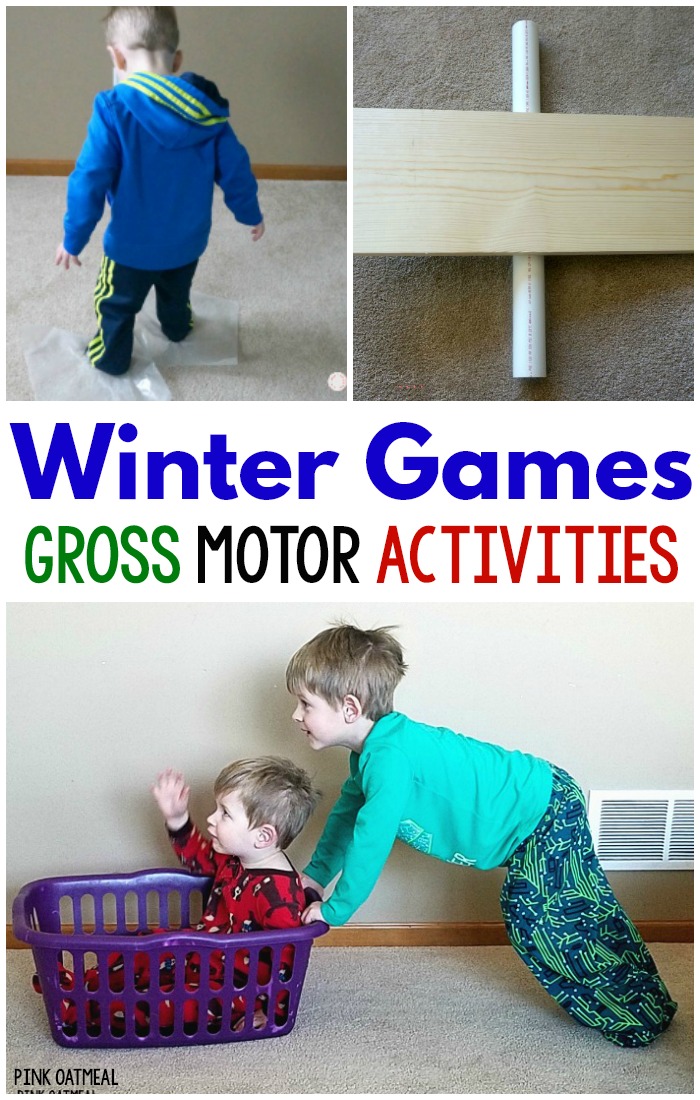 Winter gross motor games and activities to promote physical activity. These winter games gross motor activities are perfect for preschool gross motor. Use them for physical therapy gross motor, elementary school physical education, and at home! 