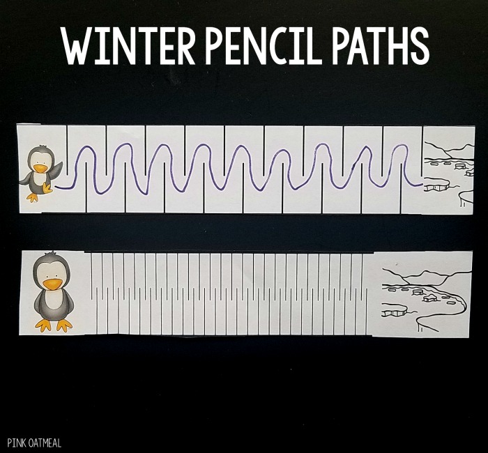 Winter themed fine motor pencil paths. 