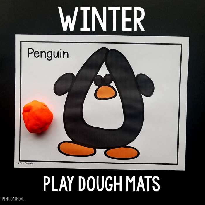 Winter fine motor play dough mats