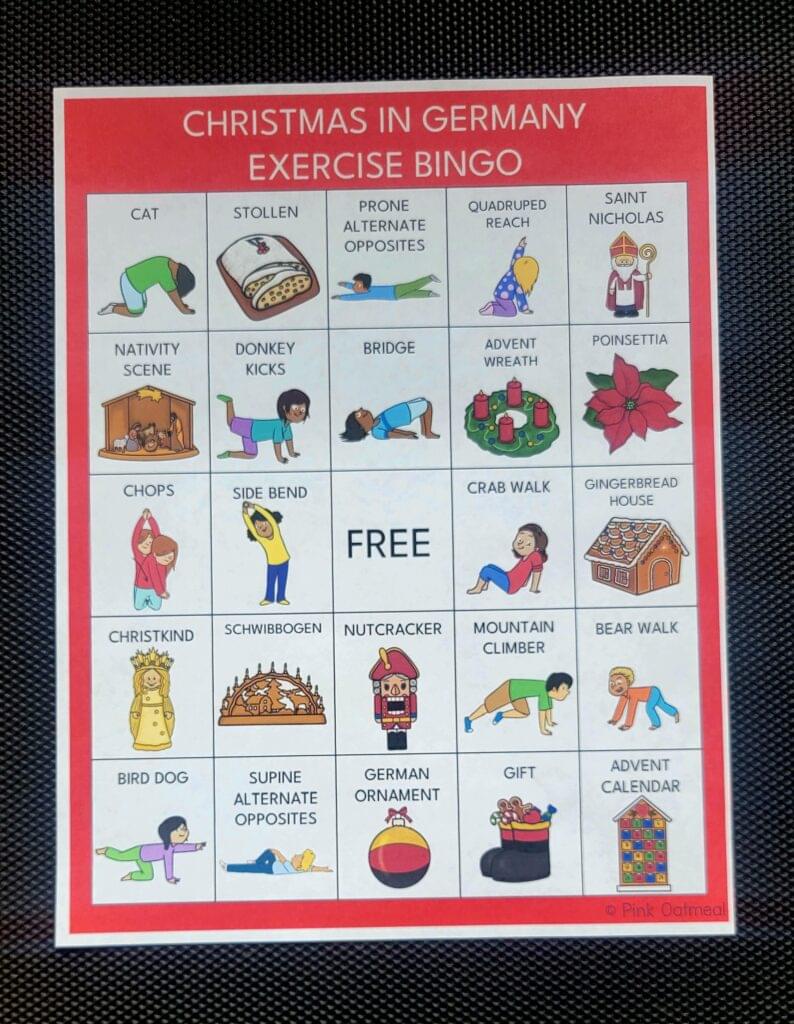Christmas In Germany Exercise Bingo Gross Motor Activity